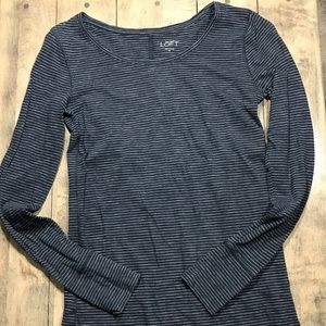 Ann Taylor Loft navy & white striped top. Size XS